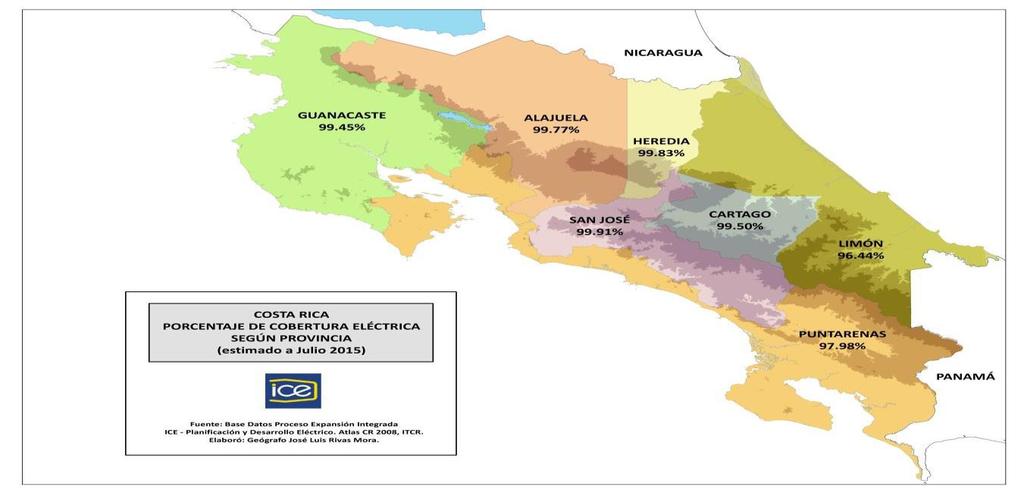 INFORME POI III TRIMESTRE 2017 De acuerdo con el informe "Costa Rica: Porcentaje de Cobertura Eléctrica", el porcentaje de cobertura eléctrica nacional es, 99,3% es decir, sólo un 0,7% de las