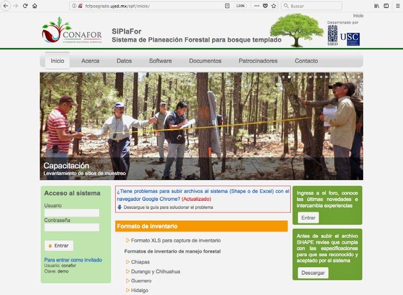 Portal de internet del Sistema de Planeación Forestal (SiPlaFor). http://fcfposgrado.ujed.