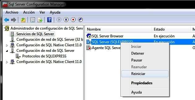 Finalmente, debe reiniciar el SQL Server, para que se apliquen los cambios.