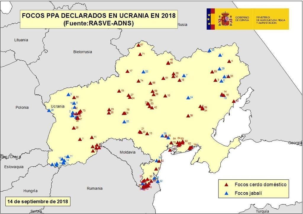 Mapa focos PPA Ucrania 2018 (hasta 14 septiembre 2018) 3.