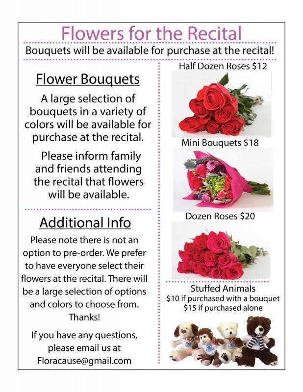 Flores para el recital Ramos de Flores estarán disponibles para su compra en el recital.