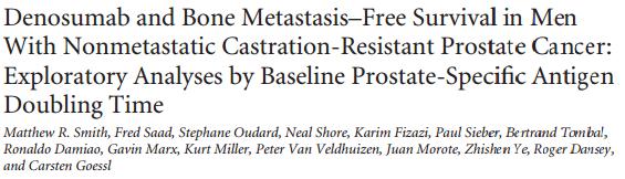 Objetivo principal: Supervivencia libre de metástasis ósea o muerte Smith MR et al.