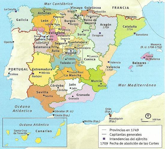 6. EL SIGLO XVIII EN ESPAÑA: LOS BORBONES Reformas políticas: Administración central: creación de nuevas