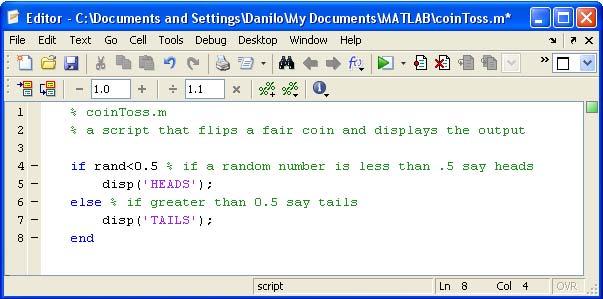 Editor Permite guardar y editar fácilmente scripts de Matlab. Reconocimiento de sintaxis.