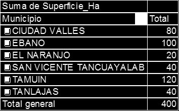 El muestreo se realizó en los siguientes municipios: Municipio de Cd. Valles.