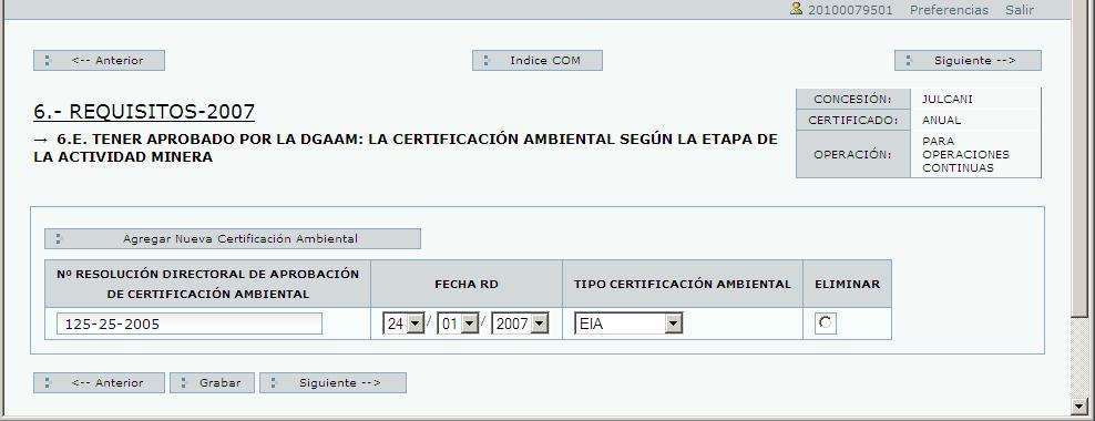 Certificación Ambiental 2º Ingresar Informacion 3º