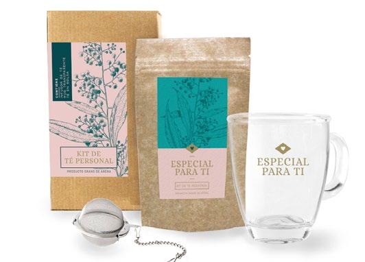 Kit de té personal Kit de té Bolsa con 25 gr de té o infusiones, mug transparente e