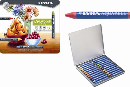 Aqu s/c Crayones Acuarelables Aquarell Crayones Aquarell -Crayón de cera soluble en agua, útil para dar un acabado o efecto de acuarela. -Se puede aplicar en seco o húmedo.