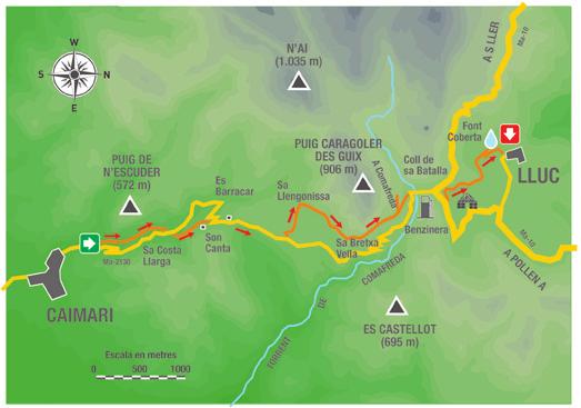 700 m 600 m 500 m 400 m 300 m 200 m 100 m Carretera Es Barracar 0 m Recorregut aproximat: 7 Km Sa Llengonissa (inici) TALL TOPOGRÀFIC I HORARI PARCIAL
