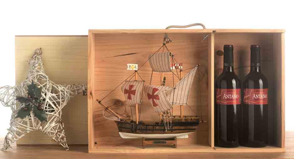 20 21 Caja Madera con Maqueta Barco nº 27 23,95 2 Botellas Rioja Antaño Tinto 2015 1 Caja 2 Botellas + Maqueta de Barco 595x335x90