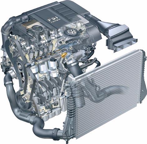 Parte mecánica del motor Datos técnicos El motor 2,0l Turbo-FSI ha sido implantado primero en el Audi A3 Sportback. En Volkswagen, este motor halla su primera implantación en el Golf GTI.