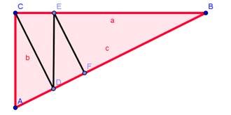 En el museo de Bagdad se conserva una tablilla en la que aparece dibujado un triángulo rectángulo ABC, de lados a = 60, b = 45 y c= 75, subdividido en 4 triángulos rectángulos menores ACD, CDE, DEF y