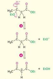 Mecanismo de la condensación de Claisen El intermediario tetraédrico expulsa un grupo alcoxi, regenerando el enlace C=O.