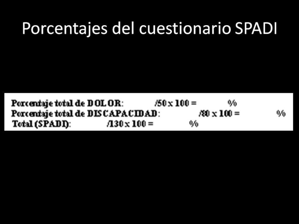 Fig. 4: Cálculo de los porcentajes SPADI
