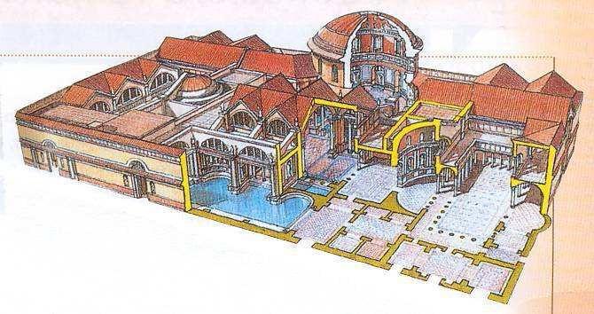 Constaban del caldarium (4), con una gran piscina central; el tepidarium (5), sala para el baño tibio, y el