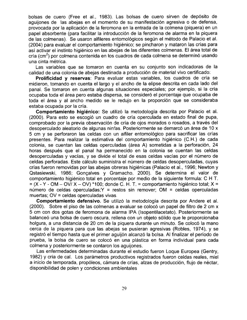 boisas de cuero (Free et al., 1983).