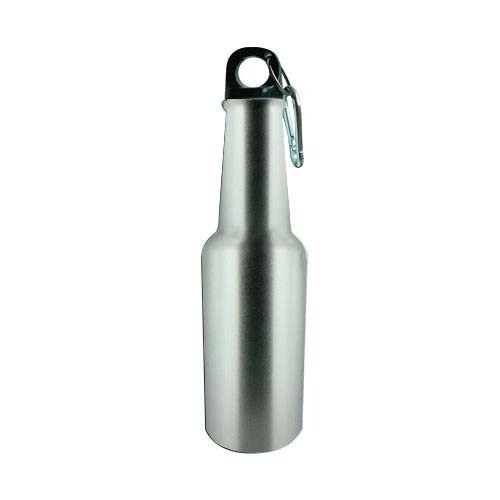 BOTELLAS Y TERMOS DE ALUMINIO Botella de aluminio color plata con arnés metálico tamaños disponibles 600 y 400 ml.