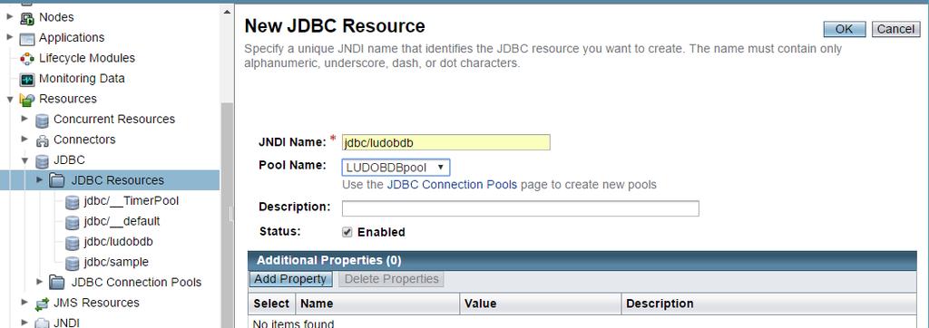 Creación de un JDBC Resource a.