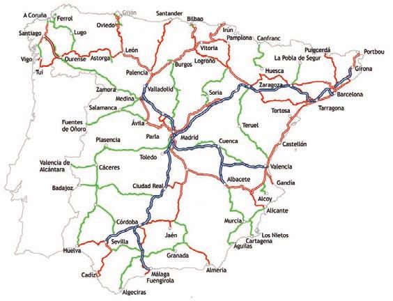 visión general infraestructura Red ferroviaria española de ancho ibérico y estándar ( 31-12-2011) Fuente: elaboración propia (1) Esta red coincide con la Red Ferroviaria de Interés General (RFIG) en