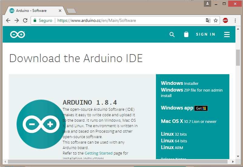 Instalación y Puesta a Punto del Sistema Arduino Ir a la dirección: http://arduino.cc/en/main/software para descargar la última versión del IDE de Arduino. Seleccionar el sistema operativo.