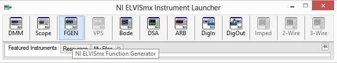De ahí se abrirá el software NI ELVISmx Instruments Launcher, lo cual desplegara una nueva ventana (Fig.
