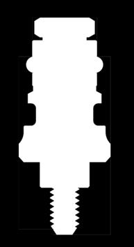 El diseño de la conexión destaca por una entrada cónica seguida de un hexágono interno. V Indicado para casos de atrofia severa, gracias a su capacidad autorroscante y excelente estabilidad primaria.