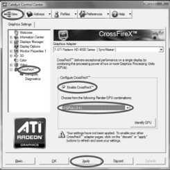 ATI Catalyst Control Center Step 6. Double-click ATI Catalyst Control Center. Click View, select CrossFireX TM, and then check the item Enable CrossFireX TM.