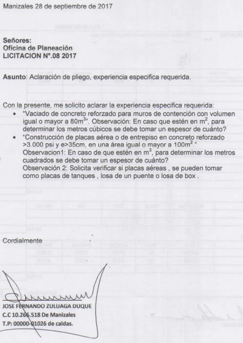 9. Observación presentada por JOSE FERNANDO ZULUAGA Respuesta: Se le indica al observante remitirse a la respuesta dada a la observación No 2.