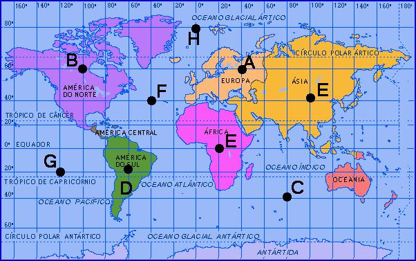 2.5. Busca les coordenades geogràfiques de les lletres: A: B: C: D: E: F: G: H: 2.6.