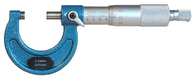 VELOX MICRÓMETROS Micrómetro manual de exterior Resolución: 0,01 mm. Precisión según DIN 863 Puntos de contacto de metal duro Arco pintado Barra patrón incluida >25mm.