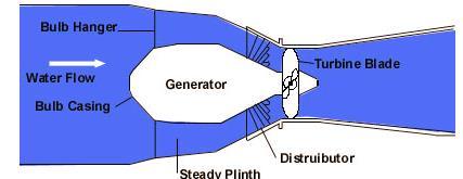 Centrales en operación La Rance (cont.) Turbinas De tipo bulbo, operan en ambas direcciones. El conjunto turbinagenerador está herméticamente protegido dentro del bulbo. Tiene 24 conjuntos de 5.
