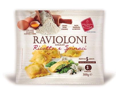Pasta Congelada Retail Bolsas de 300 g 9 Ravioloni de ricotta y espinacas