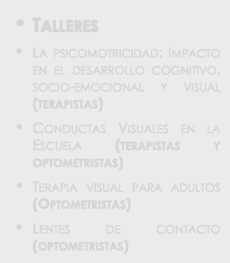 COGNITIVO, SOCIO-EMOCIONAL Y VISUAL (TERAPISTAS) CONDUCTAS VISUALES EN LA ESCUELA