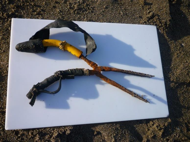 Arañas y ganchos de varilla Estas herramientas se utilizan para la recolección de lugas en pozones profundos lejos de la costa.