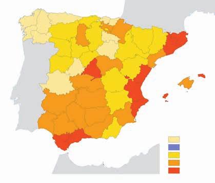 Perfil Ambiental de España 2012 Aumento de superficies artificiales procedentes de suelos agrícolas El aumento de superficies industriales y comerciales en el período 2000-2005 supone un riesgo