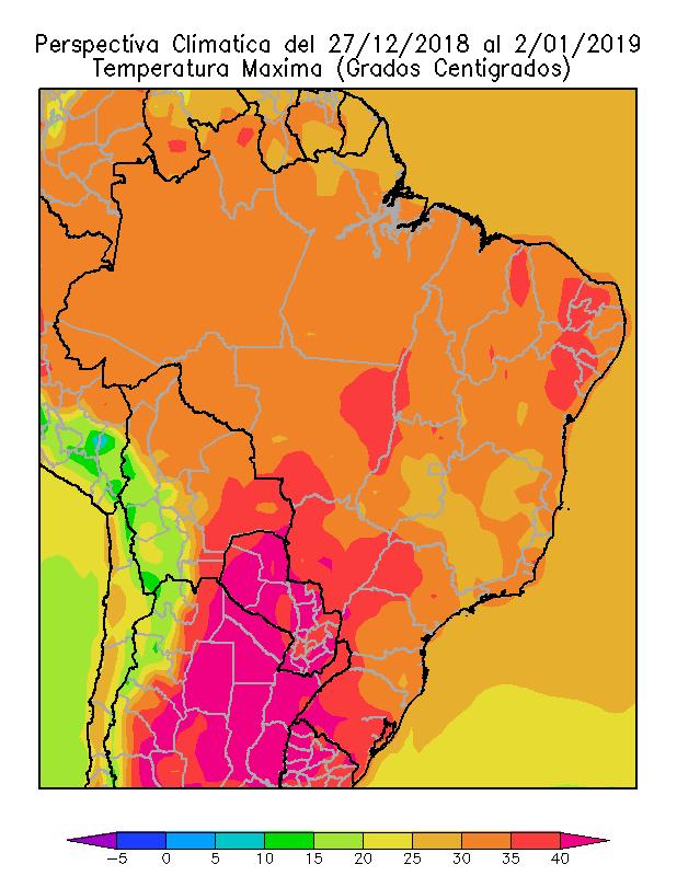 BRASIL Al comienzo de la perspectiva, soplarán los vientos del trópico, provocando el aumento de la temperatura en la mayor parte del Brasil, aunque sin superar los registros propios de la época.