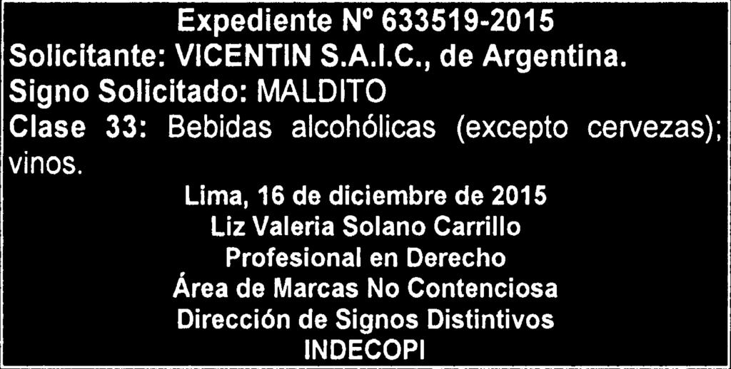 Lima, 17 de diciembre del 2015 Lucia Natividad Aguilar Ramirez - Dirección de Signos Distintivos reivindica colores), conforme al modelo adjunto.