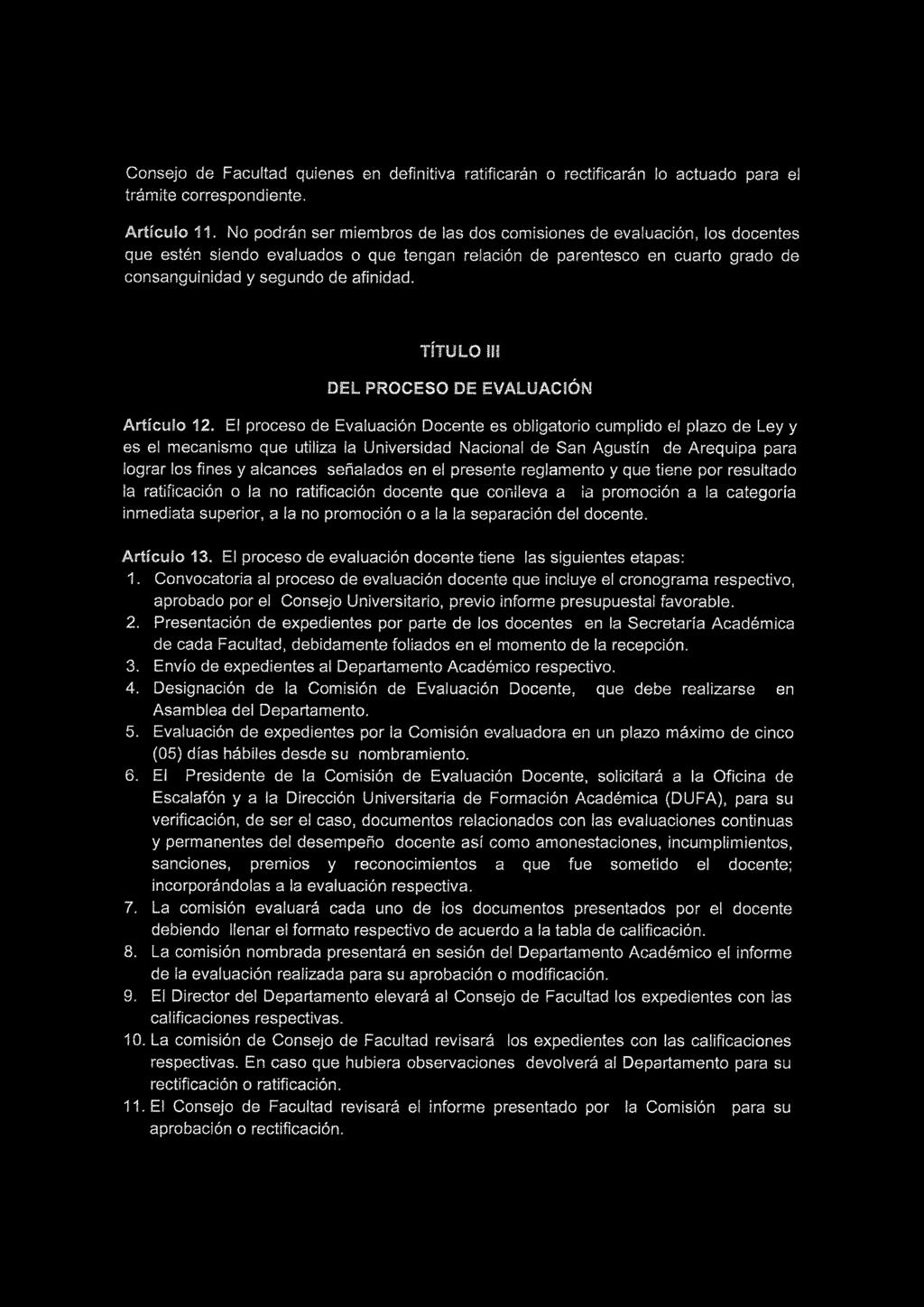 TÍTULO 111 DEL PROCESO DE EVALUACIÓN Artículo 12.