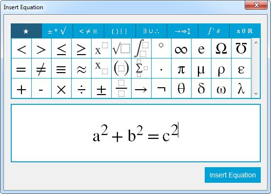 CAPÍTULO 5 INSERTAR Y COMPARTIR CONTENIDO 2. Introduzca los números que necesite y utilice el editor de ecuaciones matemáticas para añadir símbolos de operaciones.