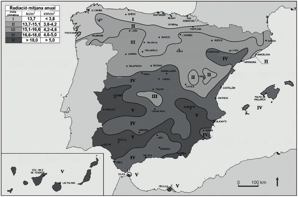 Exercici 2 [2 punts en total] La península Ibèrica és un dels territoris d Europa amb més radiació solar.