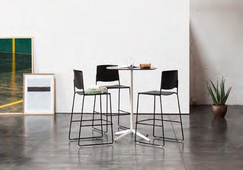 chairs and stool's minimalism adapts easily to contemporary space.