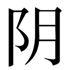 Ideograma yin la parte izquierda representa una colina; la parte derecha representa la