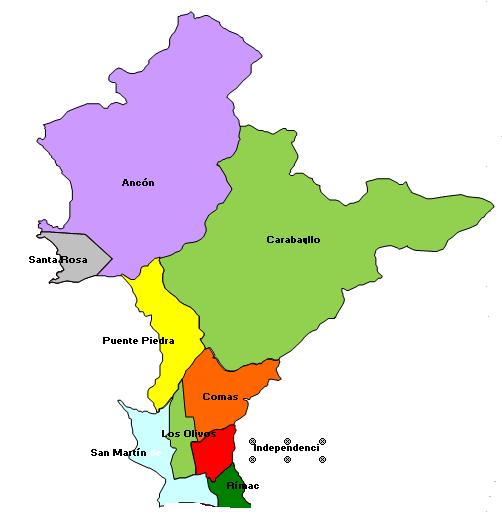 Jurisdicción Geográfica del Hospital Cayetano Heredia Año 212 Mapa Nº 1 Distritos del Cono Norte- Lima Ciudad- año 212 Ubicación: Cono Norte- Lima