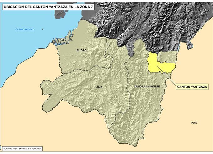 FICHA DE CIFRAS GENERALES CANTÓN Cantón YANTZAZA, Provincia de ZAMORA CHINCHIPE se encuentra en la Zona 7 de planificación.