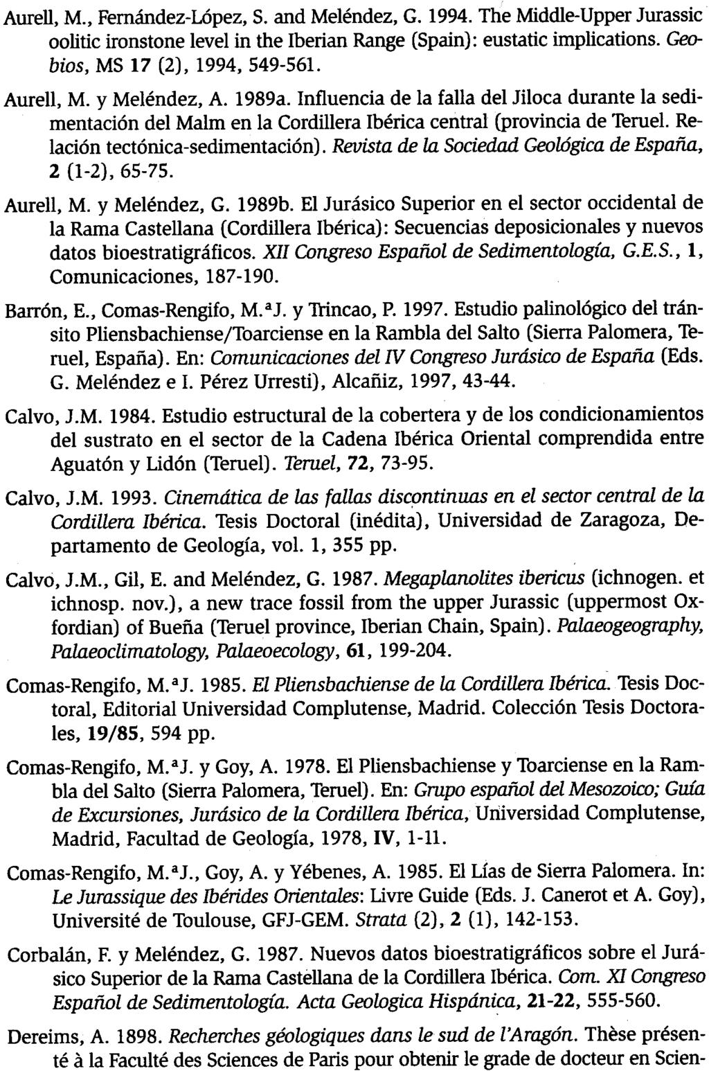 G MF.lFNDF2. S. FERNÁNDEZ-LóPEZ. l. PÉREZ. G. DELVENE. M. J. CoMAS-RENGIFO y A. GOY Aurell, M., Femández-López, S. and Meléndez, G. 1994.