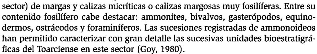 G. MELÉNDEZ, S. FERNÁNDEZ-LóPEZ, PÉREZ. G. DELVENE. M. J. COMAS-RENGIFO y A. GOY sector) de margas y calizas micríticas o calizas margosas muy fosilíferas.