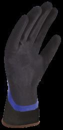 51-910 Guante nylon con nitrilo sólido y espumado Guante de nylon con doble recubrimiento de nitrilo azul sólido en palma y dorso, con revestimiento de nitrilo espumado en palma.