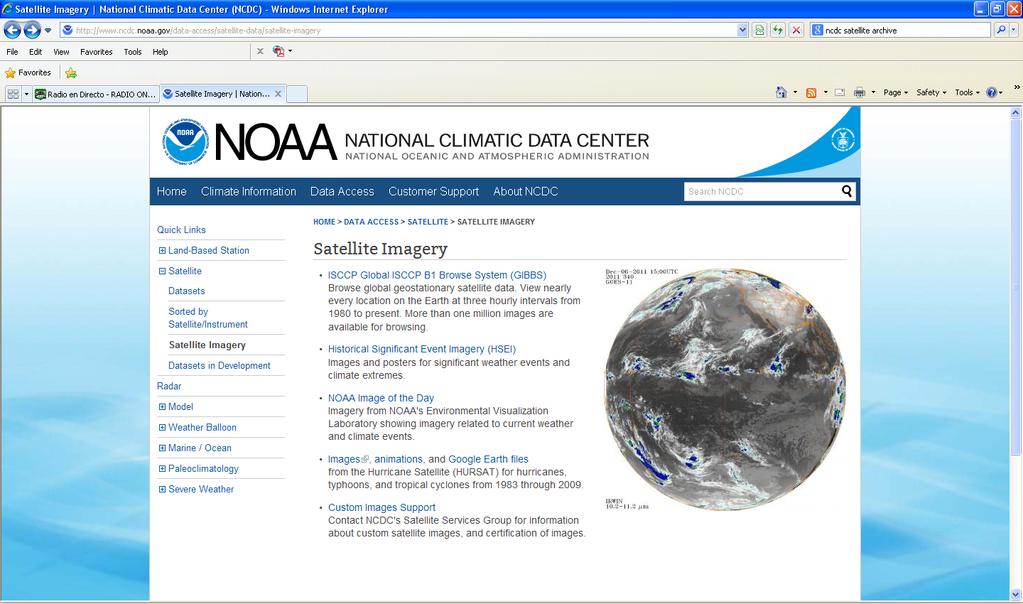 Imágenes de satélite en INTERNET http://www.ncdc.
