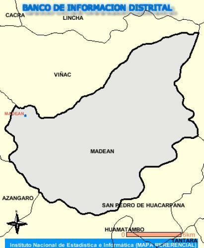III.- ESTRUCTURA El distrito de Madeán, cuenta con cinco anexos siendo ellos: Ortigal, Tayamarca, Vizcaya, Yuncaypara y Pampa Andina; comprendiendo además tres comunidades campesinas (Madeán, Ortigal