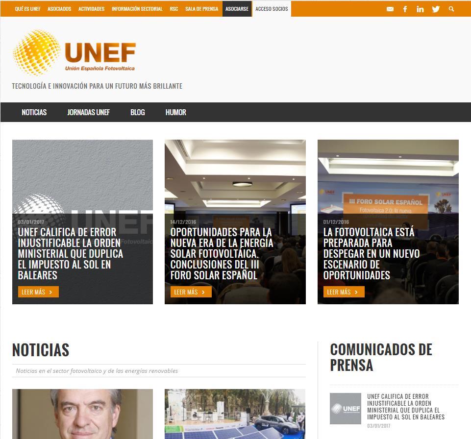 Página web de UNEF: Banner